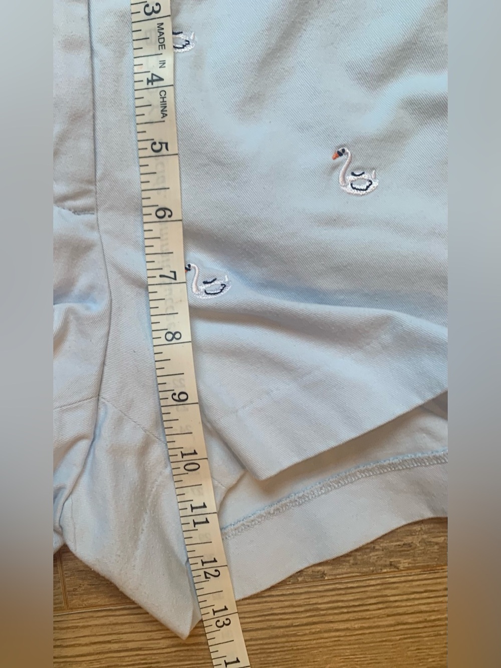 J. Crew Light Blue Embroidered Swan Shorts - 6 - Picture 6 of 9